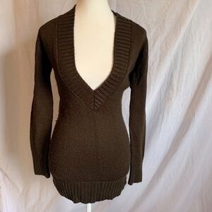 Wet Seal Dark Chocolate Brown V-Neck pullover Sweater Stretch